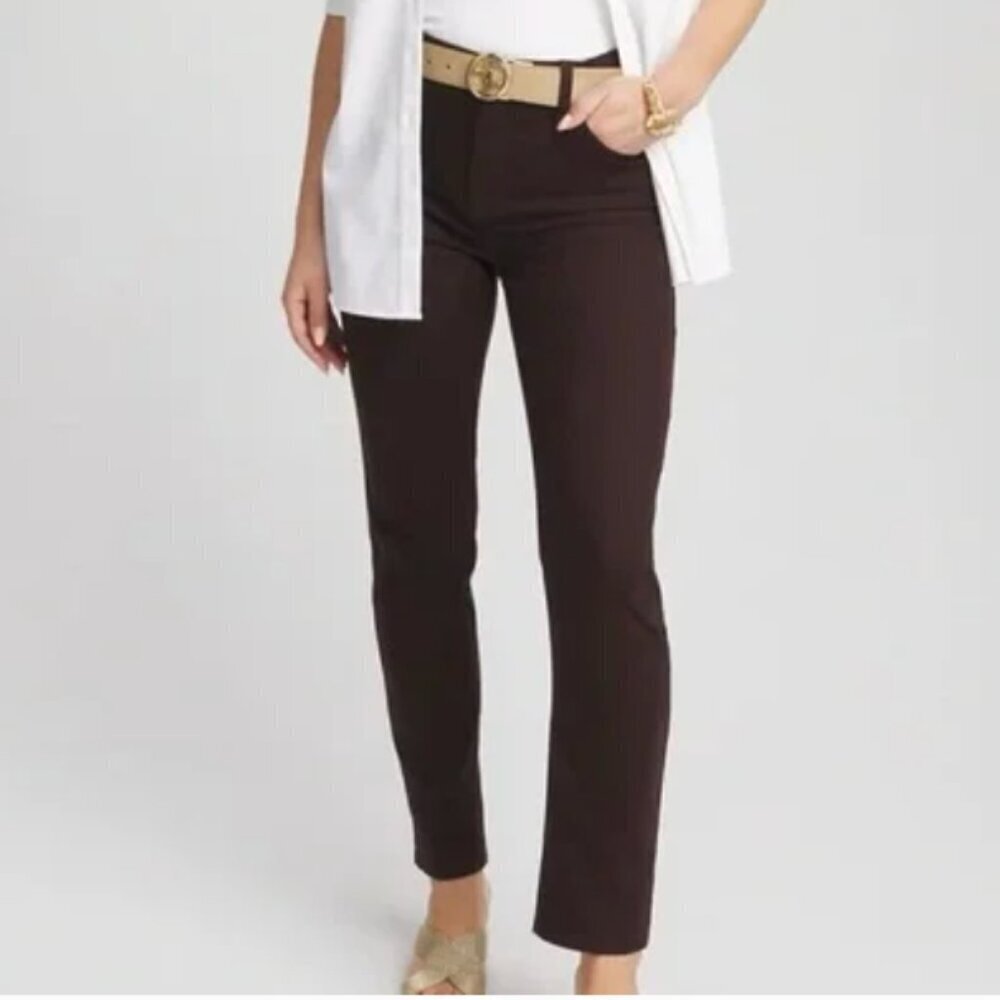 Chico's Women's Sz 0.5 (S/6) Skinny Pant Chocolate Brown Button Closure Mid-Rise